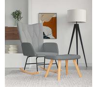 vidaXL Silla mecedora con reposapiés tela gris claro