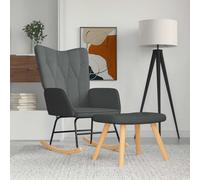 vidaXL Silla mecedora con reposapiés tela gris oscuro