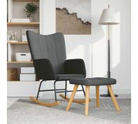 vidaXL Silla mecedora con reposapiés tela gris oscuro