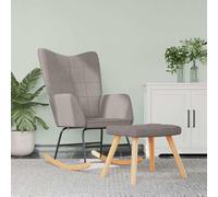 vidaXL Silla mecedora con reposapiés tela gris taupe