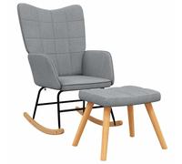 vidaXL Silla mecedora con reposapiés tela Multicolor Gris Claro