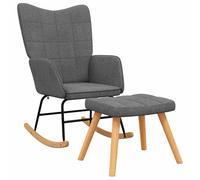 vidaXL Silla mecedora con reposapiés tela Multicolor Gris Oscuro