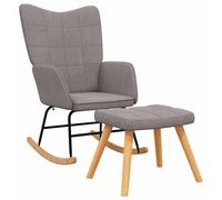 vidaXL Silla mecedora con reposapiés tela Multicolor Taupé