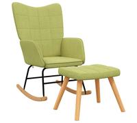 vidaXL Silla mecedora con reposapiés tela verde