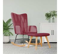 vidaXL Silla mecedora con reposapiés tela rojo tinto