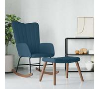 vidaXL Silla mecedora con reposapiés terciopelo azul