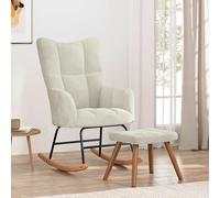 vidaXL Silla mecedora con reposapiés terciopelo crema