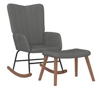 vidaXL Silla mecedora con reposapiés terciopelo en color Gris oscuro/Negro/Amarillo mostaza y más | cómodas modernas ergonómicas para comedor cocina salón hogar
