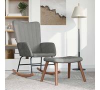 vidaXL Silla mecedora con reposapiés terciopelo gris claro