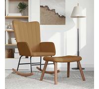 vidaXL Silla mecedora con reposapiés terciopelo marrón
