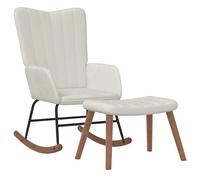 Vidaxl silla mecedora con reposapiés terciopelo Multicolor Crema