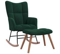 Vidaxl silla mecedora con reposapiés terciopelo Multicolor Verde Oscuro
