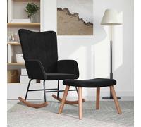 vidaXL Silla mecedora con reposapiés terciopelo negro