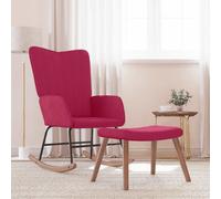 vidaXL Silla mecedora con reposapiés terciopelo rojo tinto