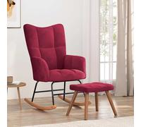 vidaXL Silla mecedora con reposapiés terciopelo rojo tinto