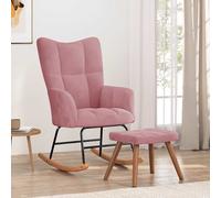 vidaXL Silla mecedora con reposapiés terciopelo rosa