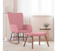 vidaXL Silla mecedora con reposapiés terciopelo rosa