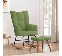 vidaXL Silla mecedora con reposapiés terciopelo verde claro