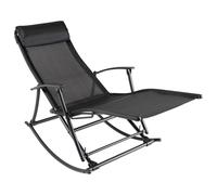 vidaXL Silla mecedora de jardín acero y textilene negro