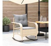 vidaXL Silla mecedora de jardín con cojines ratán sintético beige