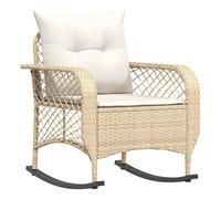 Vidaxl silla mecedora de jardín con cojines ratán sintético beige