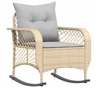 vidaXL Silla mecedora de jardín con cojines ratán sintético beige en color beige y crema/Gris/Gris y azul y más | cómodas modernas ergonómicas para comedor cocina salón hogar
