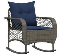 vidaXL Silla mecedora de jardín con cojines ratán sintético beige en color beige y crema/Gris/Gris y azul y más | cómodas modernas ergonómicas para comedor cocina salón hogar