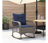 vidaXL Silla mecedora de jardín con cojines ratán sintético gris