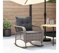 Silla Mecedora de Jardín vidaXL, Gris, Ratán Sintético, Cojines Acolchados, Funda Extraíble y Lavable, Resistente a los Rayos UV