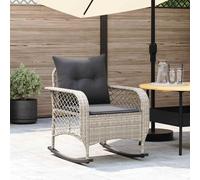 vidaXL Silla mecedora de jardín con cojines ratán sintético gris claro