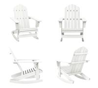 vidaXL Silla mecedora de jardín de madera, color blanco - Silla mecedora - Sillas mecedoras - Silla mecedora para jardín - Sillas mecedoras para jardín