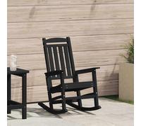 vidaXL Silla mecedora de jardín Negro HDPE