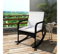 vidaXL Silla mecedora de jardín ratán sintético negro