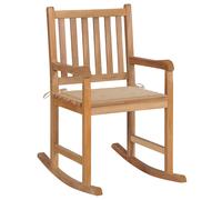 vidaXL Silla mecedora de madera maciza de teca con cojín beige