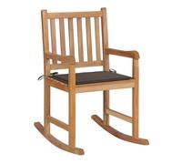 vidaXL Silla mecedora de madera maciza de teca con cojín gris taupe