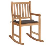 vidaXL Silla mecedora de madera maciza de teca con cojín gris taupe