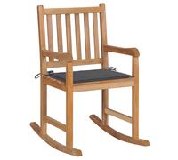 vidaXL Silla mecedora de madera maciza teca con cojín gris antracita