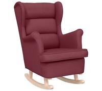 vidaXL Silla mecedora de tela 74x90x102 cm Multicolor Rojo vino tinto
