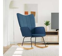 vidaXL Silla mecedora de tela azul