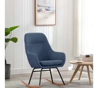 vidaXL Silla mecedora de tela azul