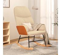 vidaXL Silla mecedora de tela blanco crema