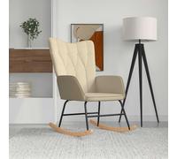 vidaXL Silla mecedora de tela color crema
