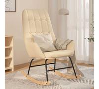 vidaXL Silla mecedora de tela color crema