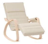 vidaXL Silla Mecedora de Tela, Tapizada, Color Crema