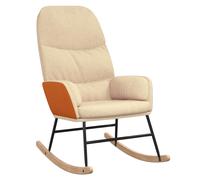 vidaXL Silla mecedora de tela Multicolor Blanco Crema