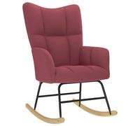 vidaXL Silla mecedora de tela rojo vino tinto