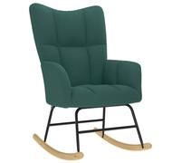 vidaXL Silla mecedora de tela verde oscura