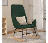 vidaXL Silla mecedora de tela verde oscuro