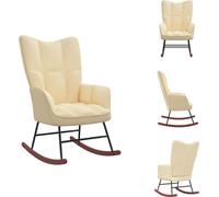 vidaXL Silla mecedora de terciopelo, color crema - Sillas mecedoras