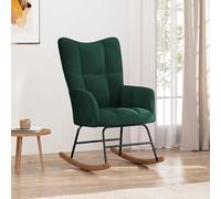 vidaXL Silla mecedora de terciopelo verde oscuro